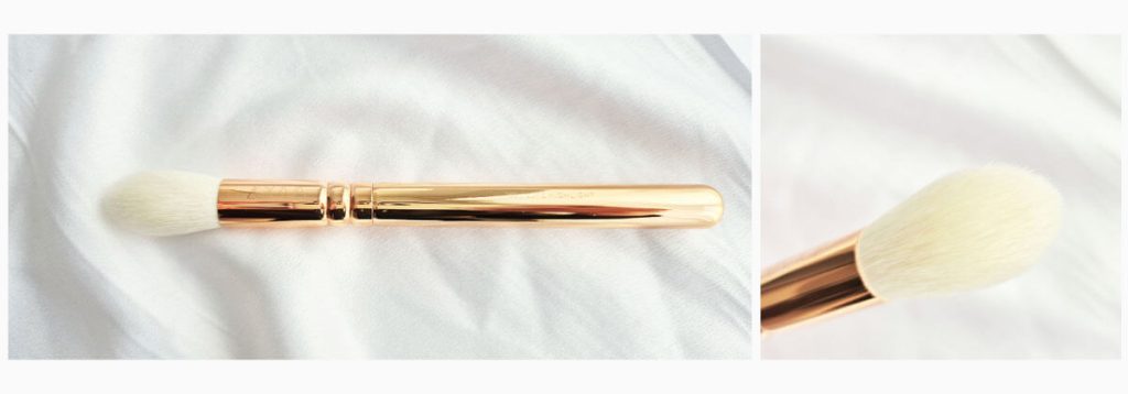 Pinceau illuminateur Zoeva 105 Luxe Highlight rose gold en forme de flamme