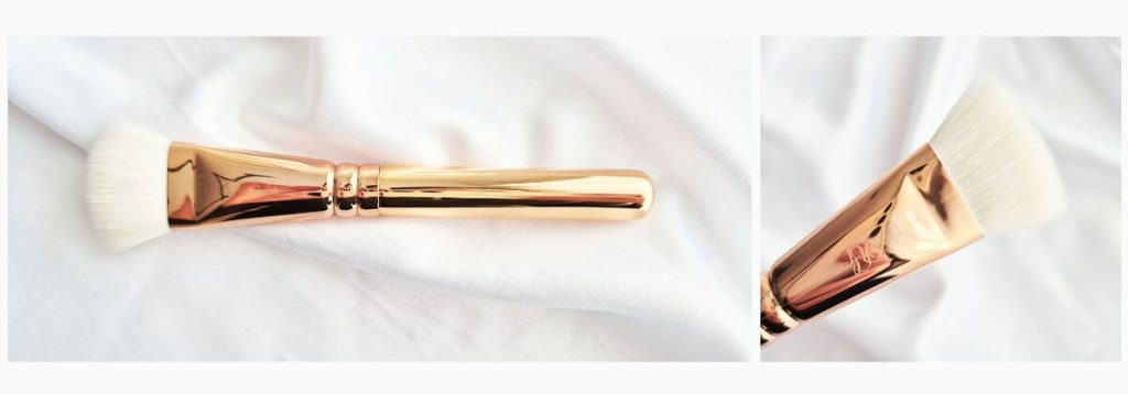 Pinceau plat rectangulaire Zoeva 109 Luxe Face Paint rose gold pour sculpter le visage.