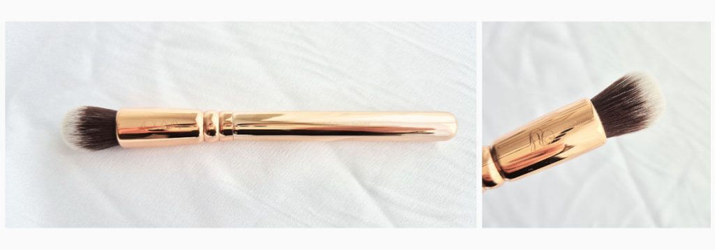 Petit pinceau rond Zoeva 110 Face Shape rose gold pour contouring et anticerne.