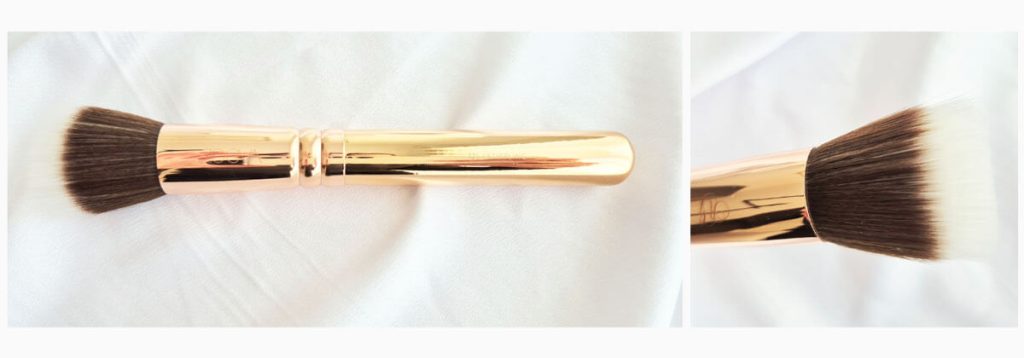 Pinceau duo fibre Zoeva 125 Stippling rose gold pour fond de teint.